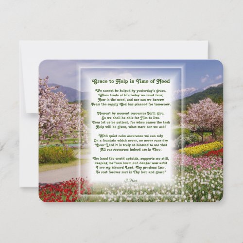 Grace to help Christian Poem with Spring Scene Holiday Card