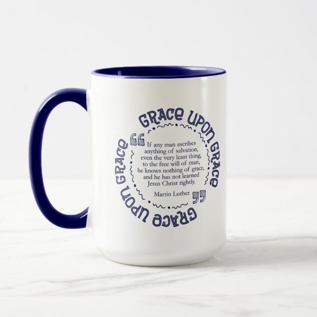 "Grace Upon Grace" 15 oz. Mug  (Navy) (Left)
