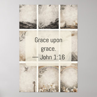 Grace Upon Grace Christian Faith Text Art Art Prin Poster