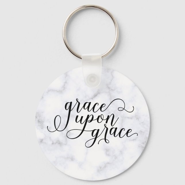 Grace Upon Grace Christian Quote Encouraging Gift Keychain (Front)