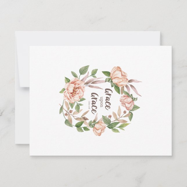 Grace Upon Grace - John 1:16 - Floral Note Card (Front)