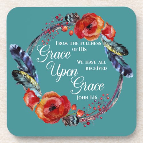 Grace Upon Grace  John 116 Scripture Beverage Coaster