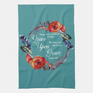 Grace Upon Grace  John 1:16 Scripture Kitchen Towel