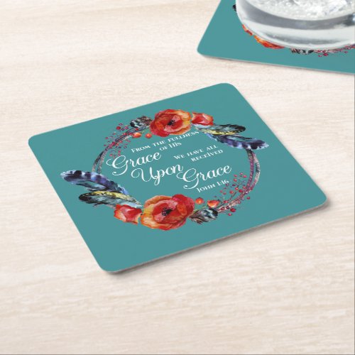 Grace Upon Grace  John 116 Scripture Square Paper Coaster