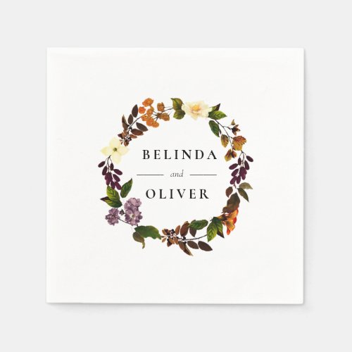 Grace Vintage Botanical Personalized Wedding Napkins