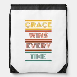 Grace Wins Every Time Drawstring Bag