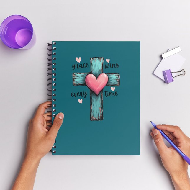 Grace Wins Every Time Rustic Cross Notebook (Creator Uploaded)