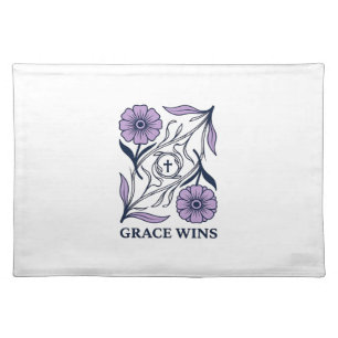 Grace Wins Floral Christian Vintage Engraving Tee_ Cloth Placemat