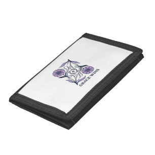 Grace Wins Floral Christian Vintage Engraving Tee_ Trifold Wallet
