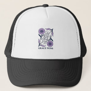 Grace Wins Floral Christian Vintage Engraving Tee_ Trucker Hat