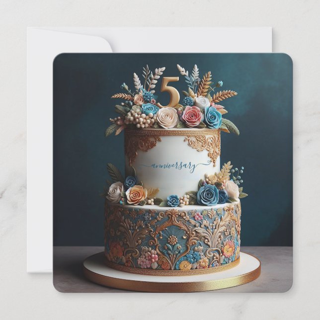 GRACEFUL 5th WEDDING ANNIVERSARY CAKE  (Front)