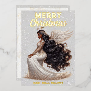 Graceful African American Angel Goddess Spiritual Foil Holiday Card