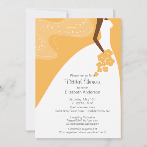 Graceful African American Bride Bridal Shower Announcements