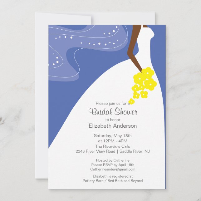 Graceful African American Bride Bridal Shower Invitation (Front)