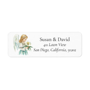 Graceful Angel with Flowers Christian Label