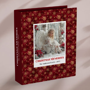 Graceful Angelic Christmas Red Poinsettia album 3 Ring Binder