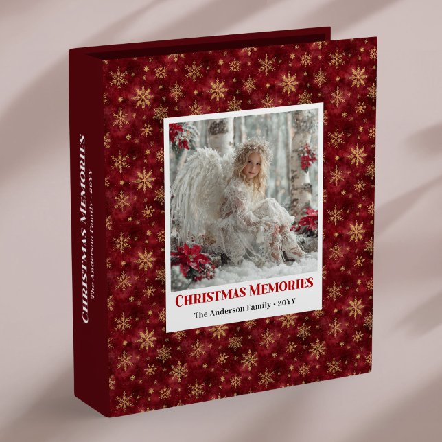 Graceful Angelic Christmas Red Poinsettia album 3 Ring Binder (Graceful Angelic Christmas Red Poinsettia album)
