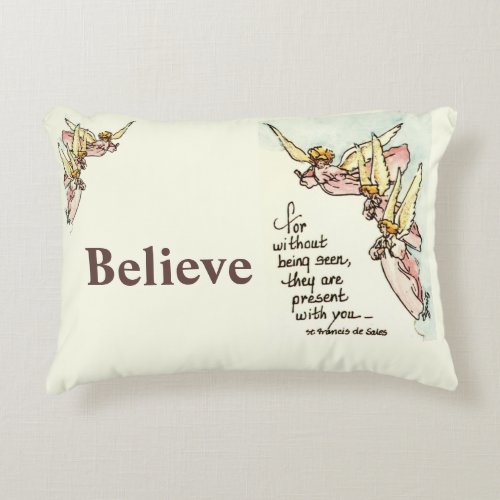 Graceful Angels Bring Comfort saying watercolor Accent Pillow