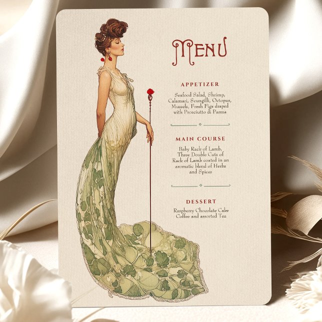 Graceful Art Nouveau Wedding Menu Card (Creator Uploaded)