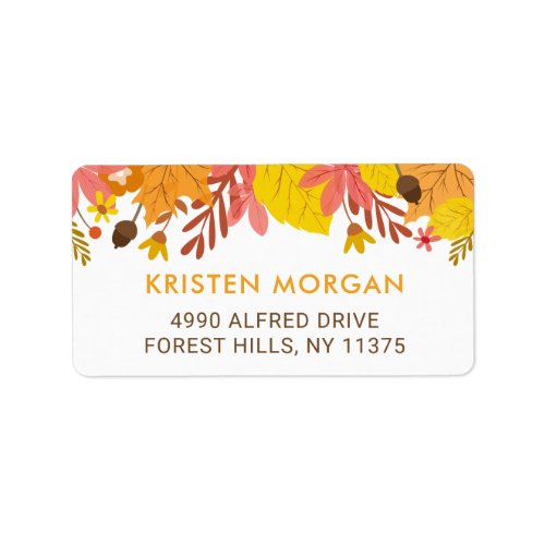 Graceful Autumn Fall Leaves Label