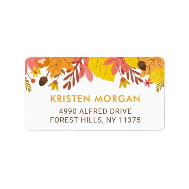 Graceful Autumn Fall Leaves Label