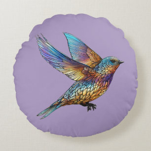 "Graceful Aviator" Multi-coloured Swift Bird Round Pillow