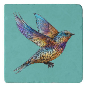 "Graceful Aviator" Multi-coloured Swift Bird Trivet