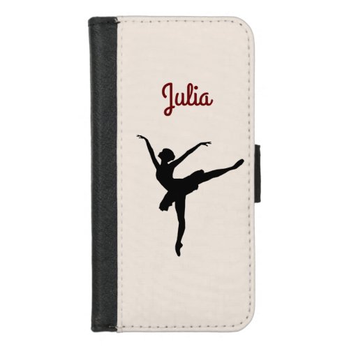 Graceful  ballerina silhouette _ add name iPhone 87 wallet case