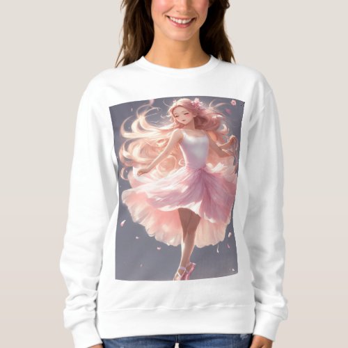 Graceful Ballet A Dreamy Dance in Chibi Fantasy Sweatshirt