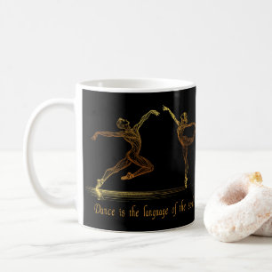 Graceful Ballet Dancers in elegant golden Line Art Coffee Mug