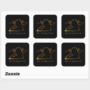 Graceful Ballet Dancers in elegant golden Line Art Square Sticker