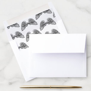 Graceful Black and White Angel Wings Vintage Envelope Liner