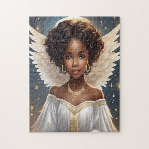 Graceful Black Angel with Halo  Jigsaw Puzzle