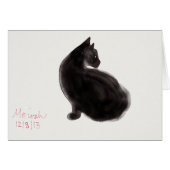 Graceful Black Cat adorns card (Front Horizontal)