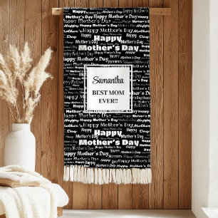 Graceful Black Script Mother’s Day Personalized Sherpa Blanket