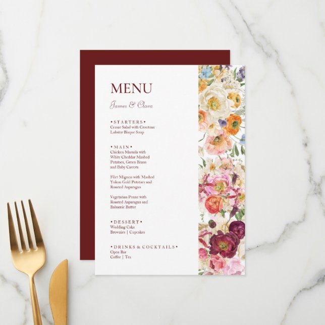 GRACEFUL Blooms Wedding Menu (Front/Back In Situ)
