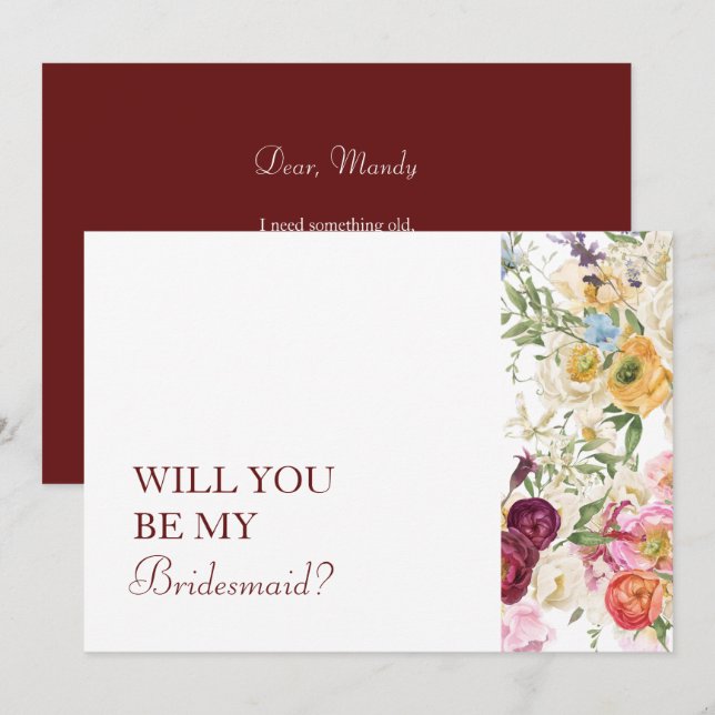 GRACEFUL Blooms Will You Be My Bridesmaid Card (Front/Back)