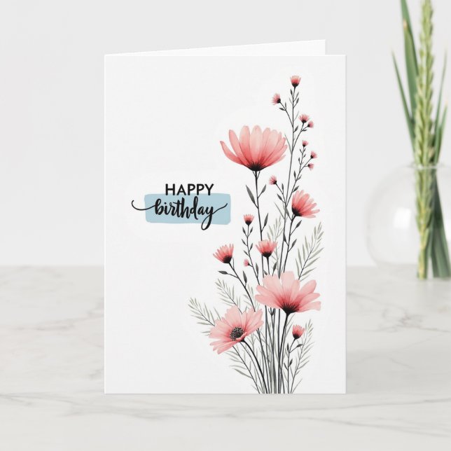 Graceful Blossom Birthday Card (Front)