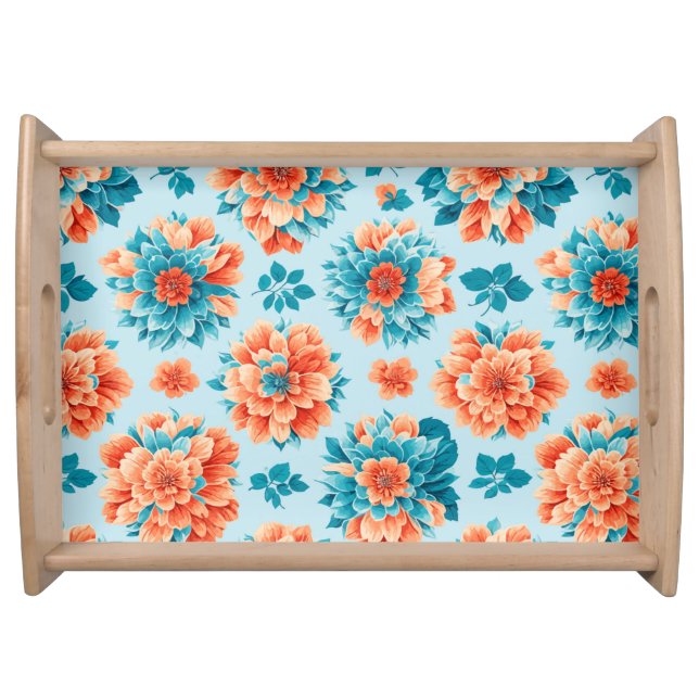 Graceful Blue and Orange Petals: Nature's  Serving Tray (Front)