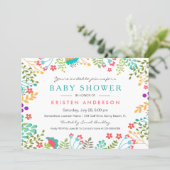 Graceful Blue Floral Cute Baby Shower Invitation (Standing Front)