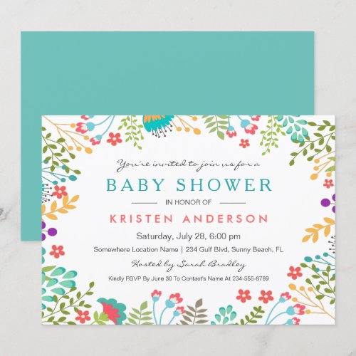 Graceful Tiffany Blue Floral Cute Baby Shower Card