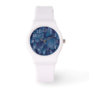 Graceful Blue Floral Watch