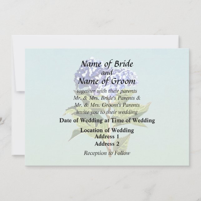 Graceful Blue Hydrangea Invitation (Front)