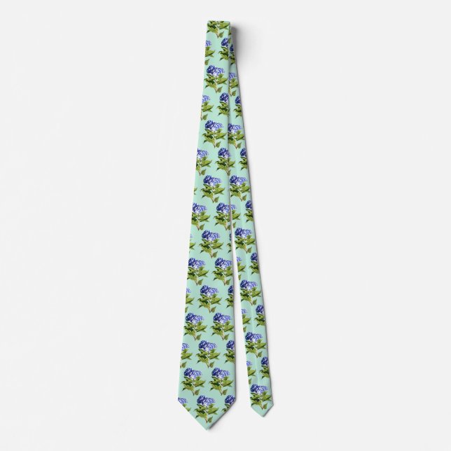 Graceful Blue Hydrangea Neck Tie (Front)