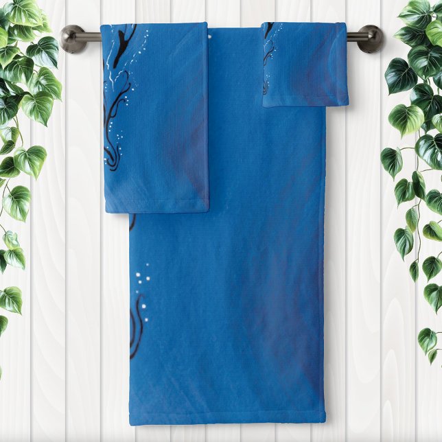 Graceful Blue tribal Dolphin Ocean Bath Towel Set (Creator Uploaded)