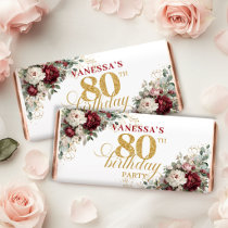 Graceful Blush Burgundy 80th Birthday Hershey Bar