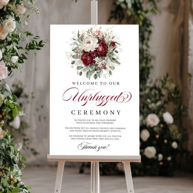 Graceful Blush Burgundy Unplugged Ceremony Poster (Graceful Blush Burgundy Unplugged Ceremony)
