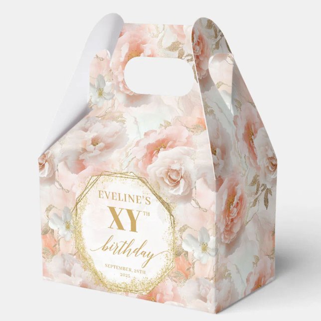 Graceful Boho Pastel Pink Rustic Gold Birthday Favor Boxes (Graceful Boho Pastel Pink Rustic Gold Birthday Favor Boxes)