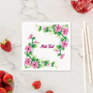 Graceful Botanical Party Blooming Artwork White Napkins