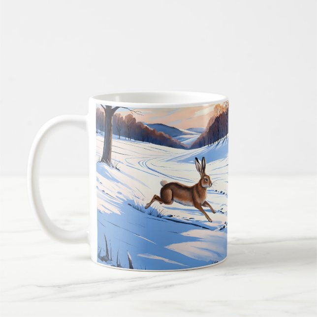 Graceful Bounds of Hare : Full of Winter Joy Coffee Mug (Left)